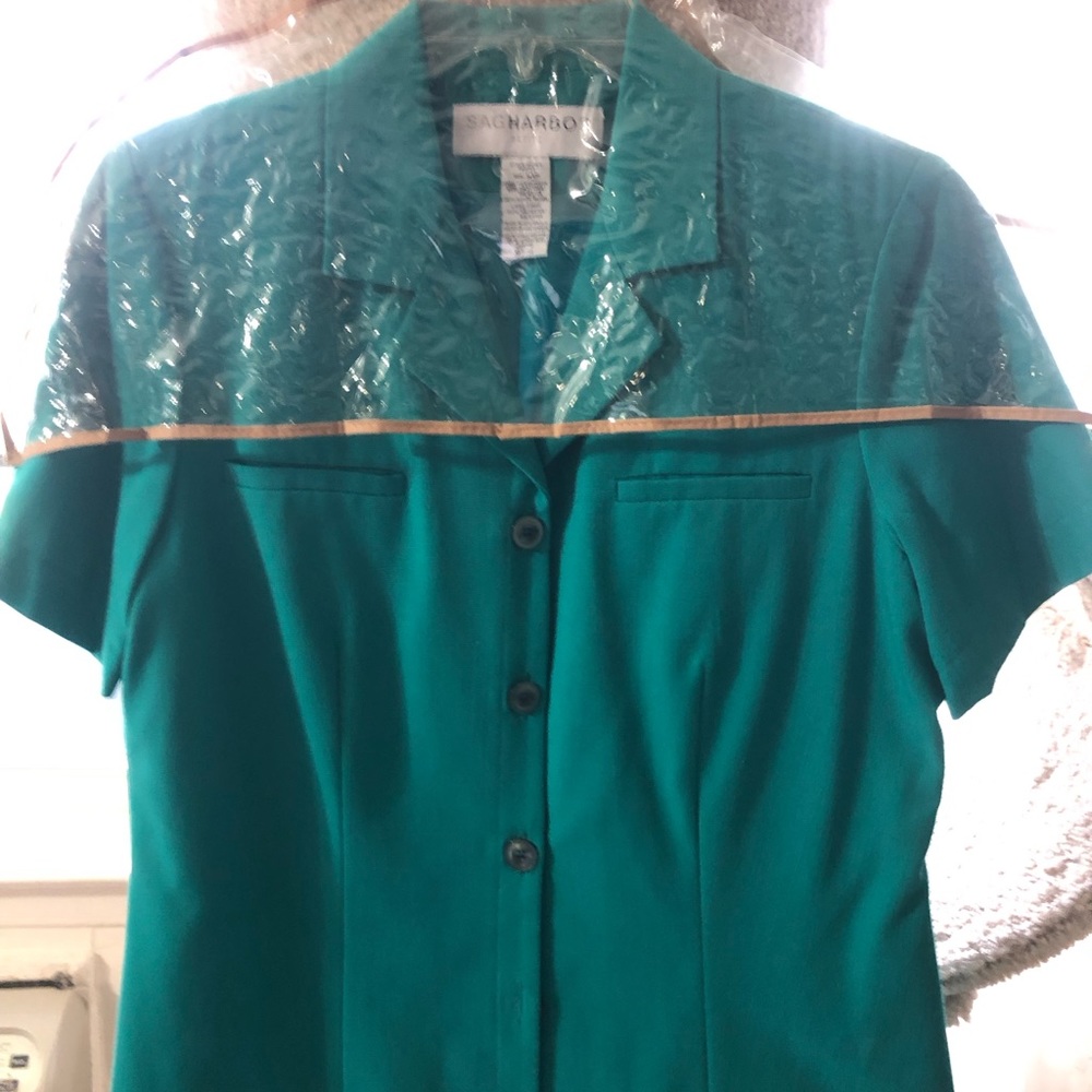Short sleeve jacket or blouse teal